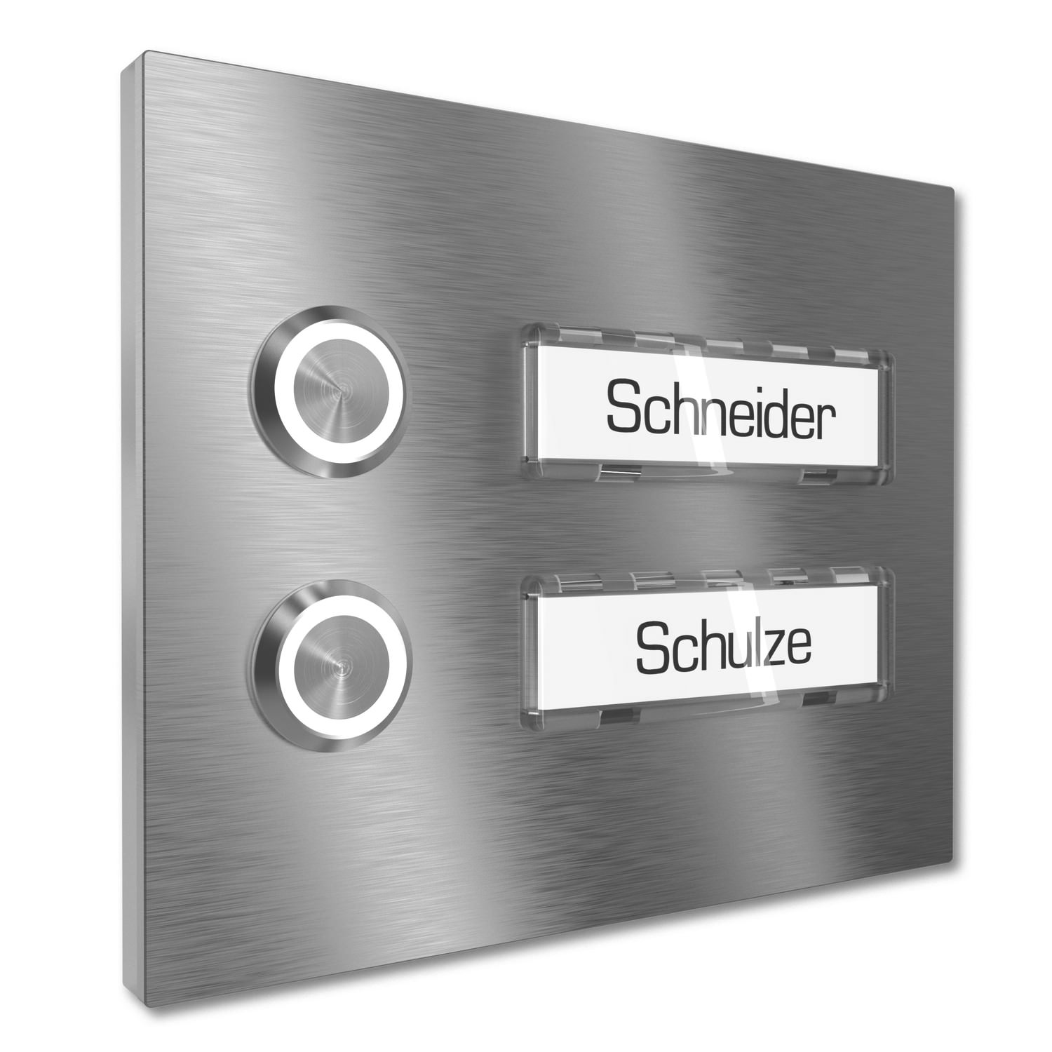 Multi-family doorbell 2 Nameplate stainless steel 140x115mm Design 1