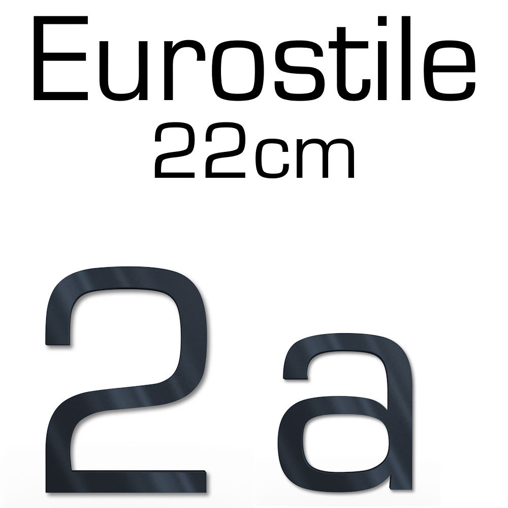 Eurostile Hausnummer aus massivem Stahl in RAL7016 Anthrazit – Höhe 22 cm