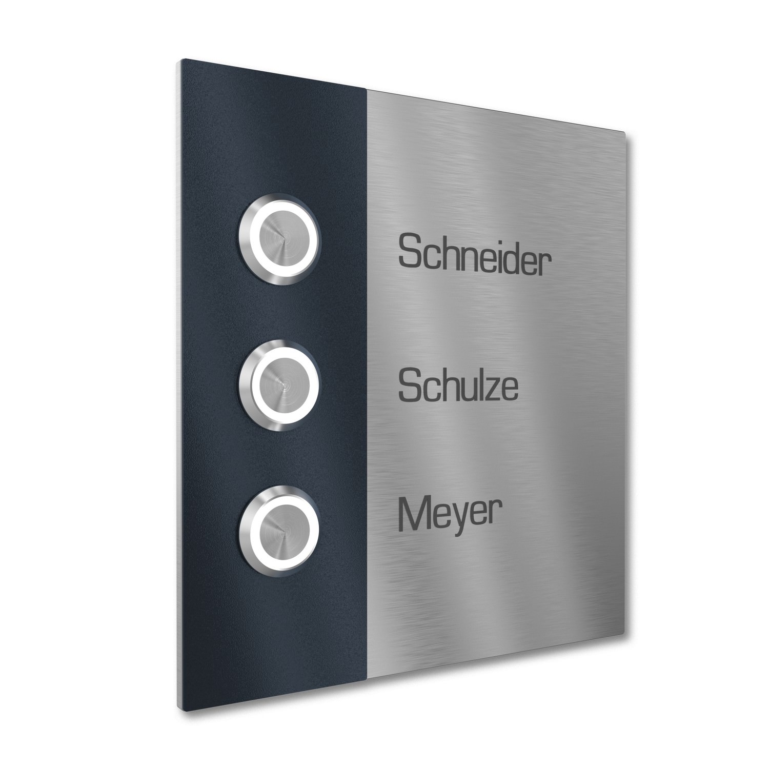 Multi-family doorbell 3 engraving stainless steel 140x150mm Design 4