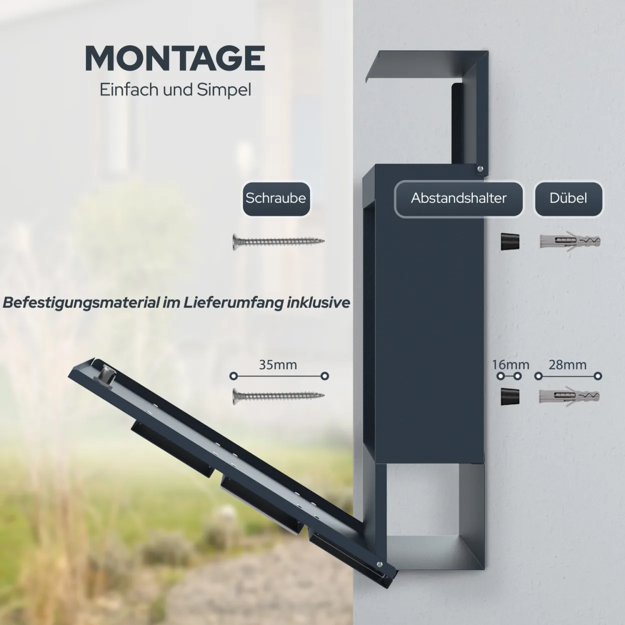 Pulsar Briefkasten Funk-Montageanleitung mit Laserschnitt und detaillierten Befestigungskomponenten Design 4