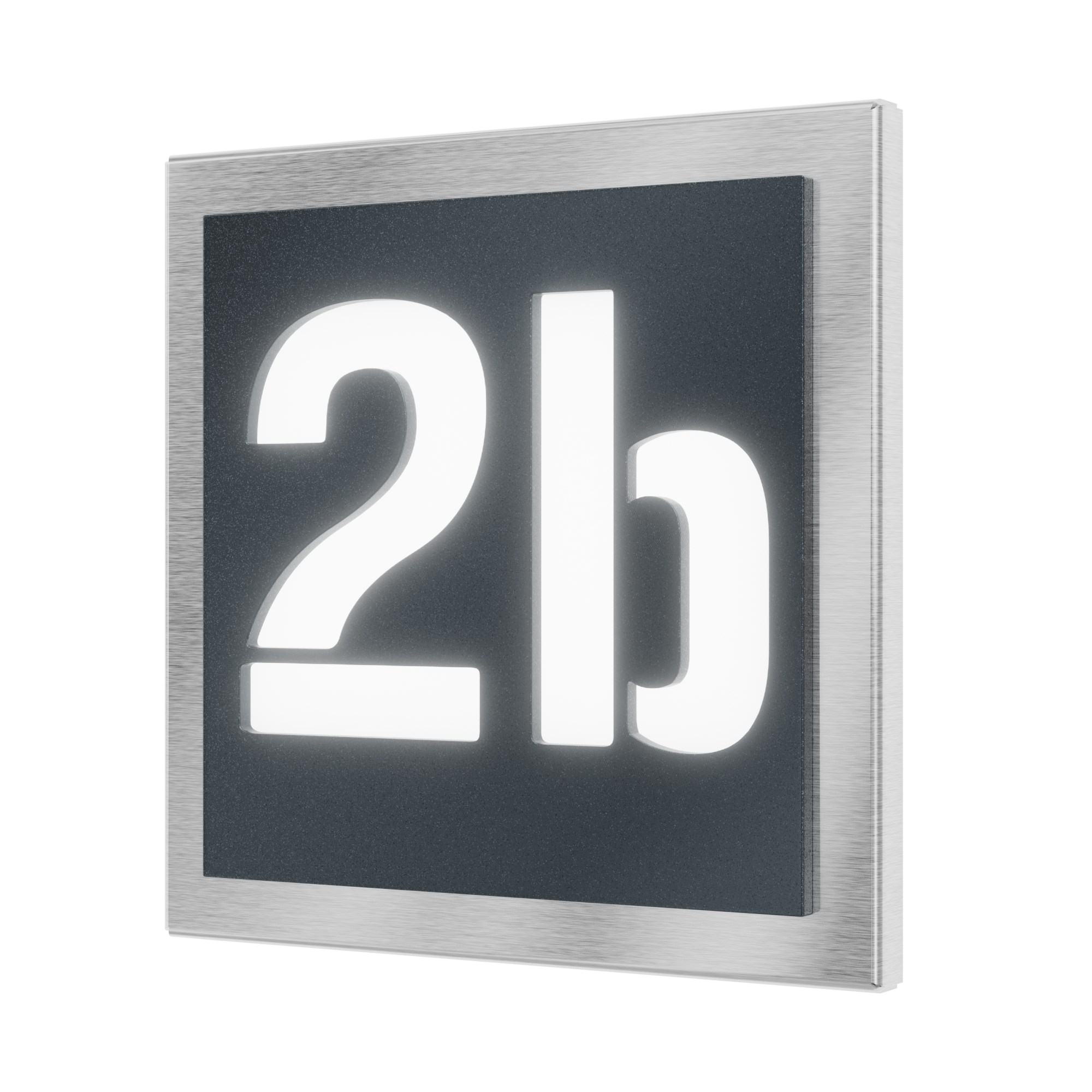 Illuminated house number in stainless steel / acrylic glass anthracite RAL 7016 Square