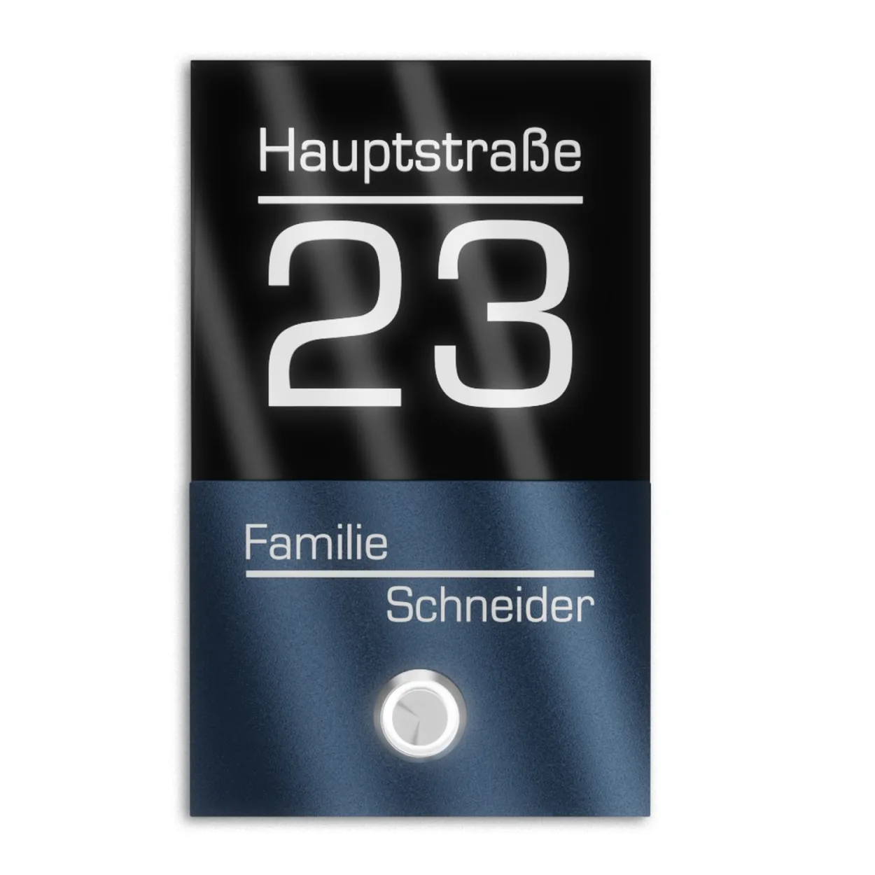 Türklingel mit Hausnummernschild und LED-Klingel aus Edelstahl, witterungsbeständig und modern