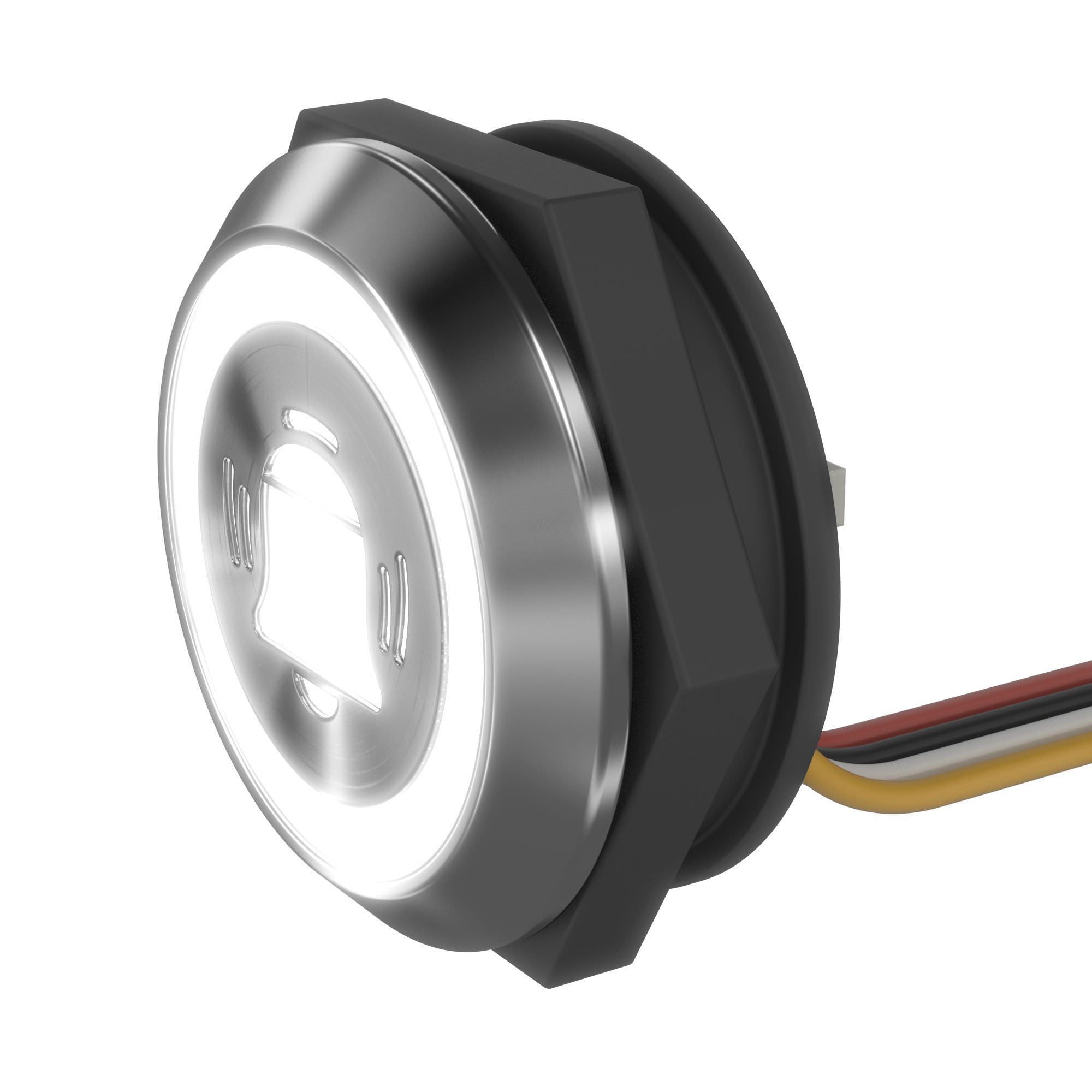 LED bell white 19mm stainless steel push button 15-150x22x25mm - connection cable - rubber cap tactile