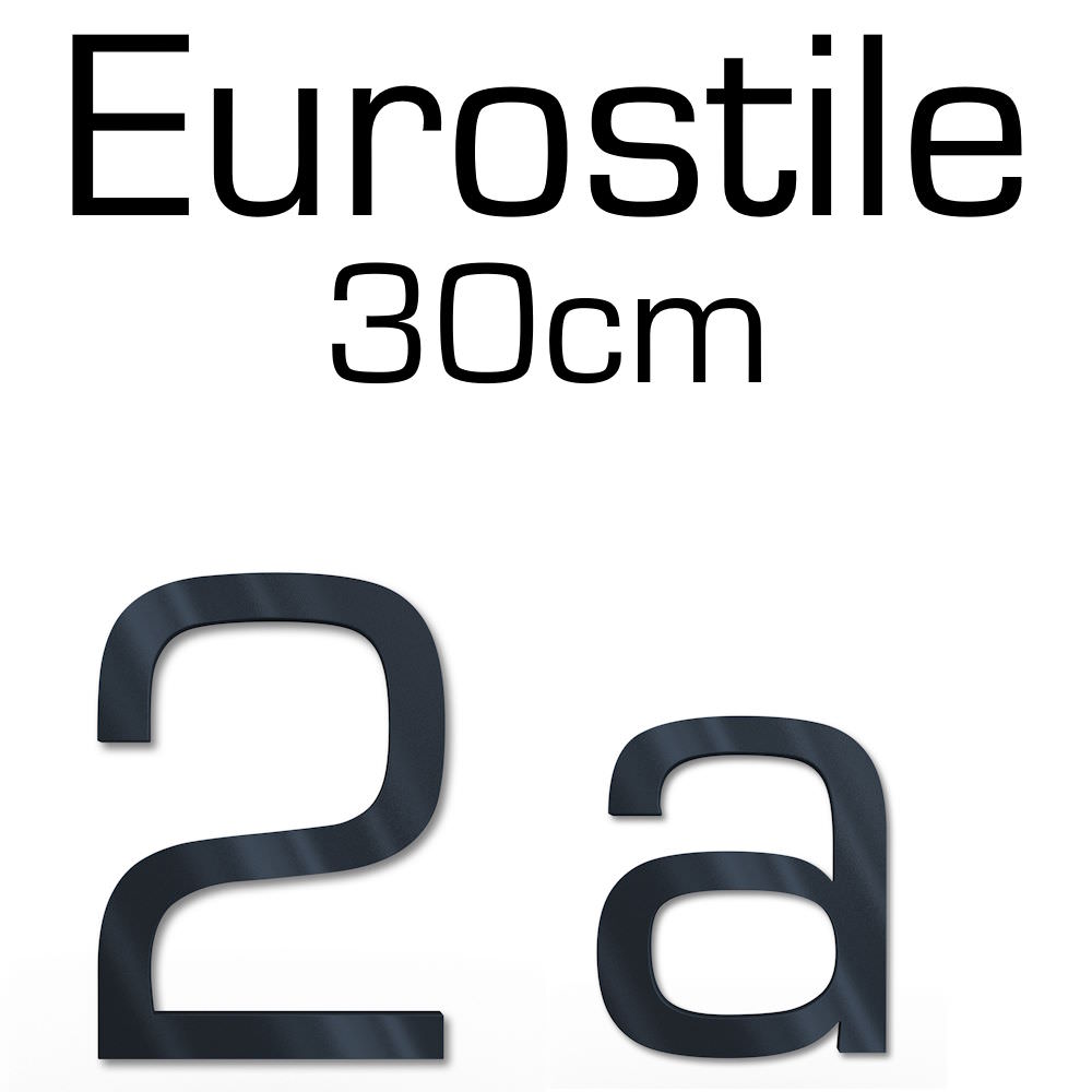 Eurostile Hausnummer aus massivem Stahl in RAL7016 Anthrazit – Höhe 30 cm