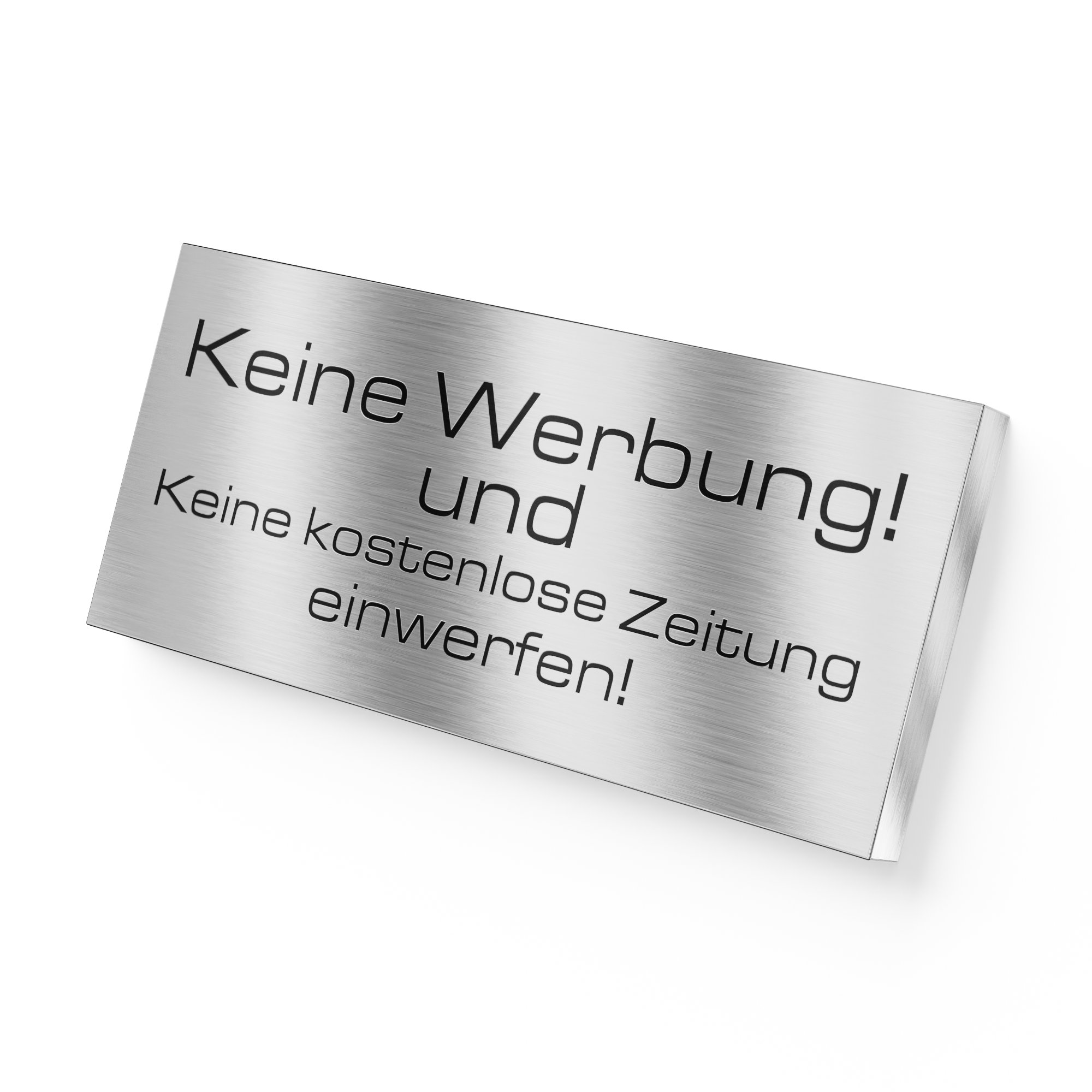 Briefkastenschild Keine Werbung aus Edelstahl in Edelstahl Rechteckig