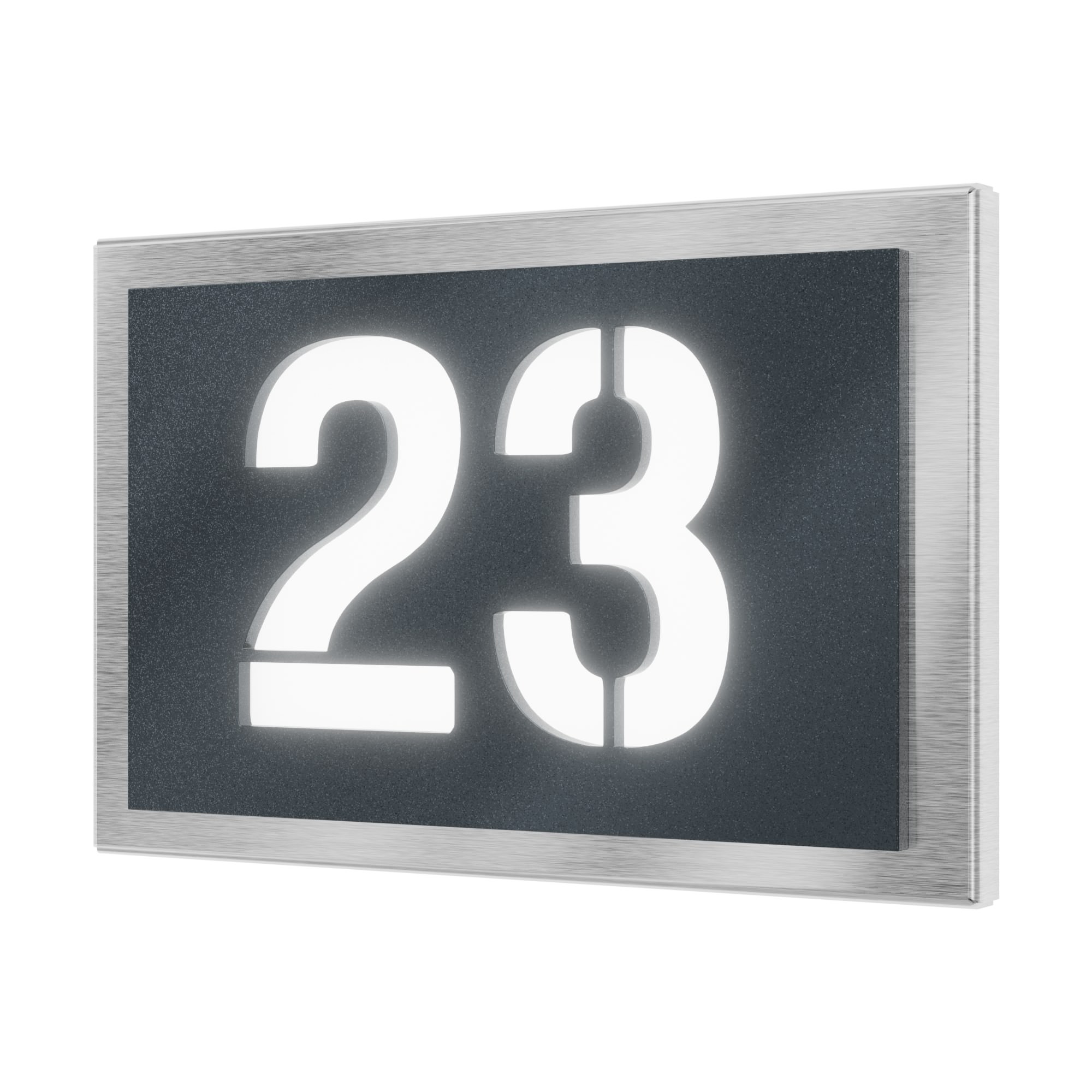 Illuminated house number in stainless steel / acrylic glass anthracite RAL 7016 Rectangular