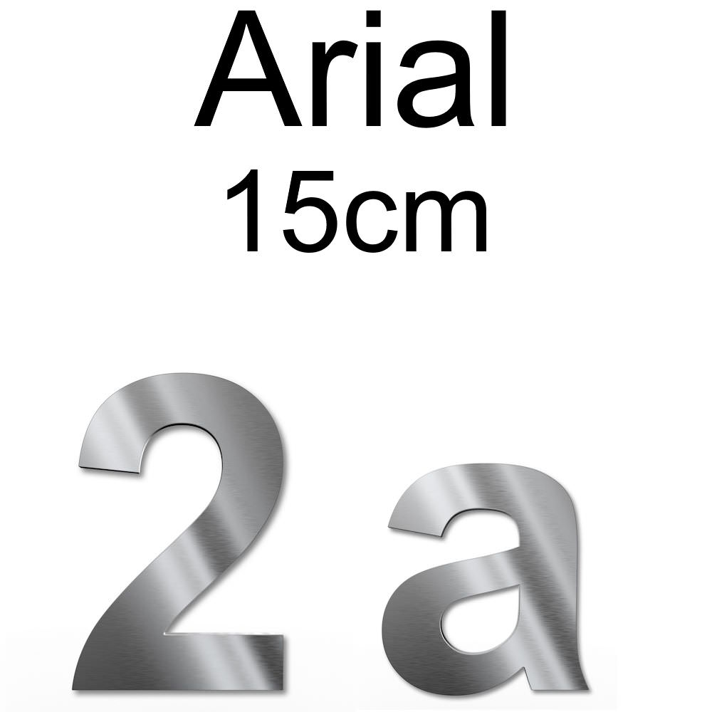 Numero civico Arial in acciaio inox - altezza 15 cm