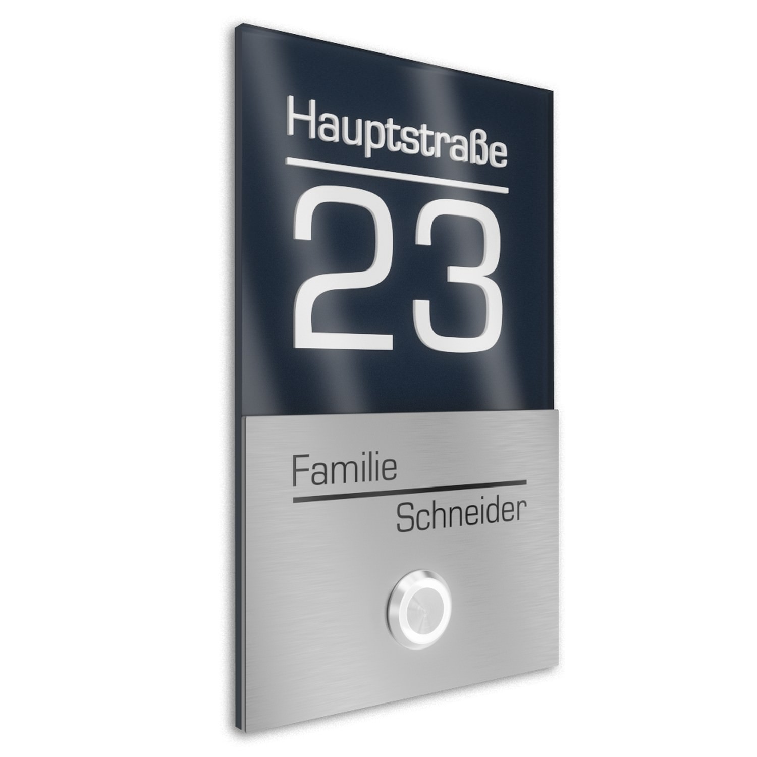 Doorbell with house number engraving 110x180 stainless steel - Stainless steel + anthracite - Design 1