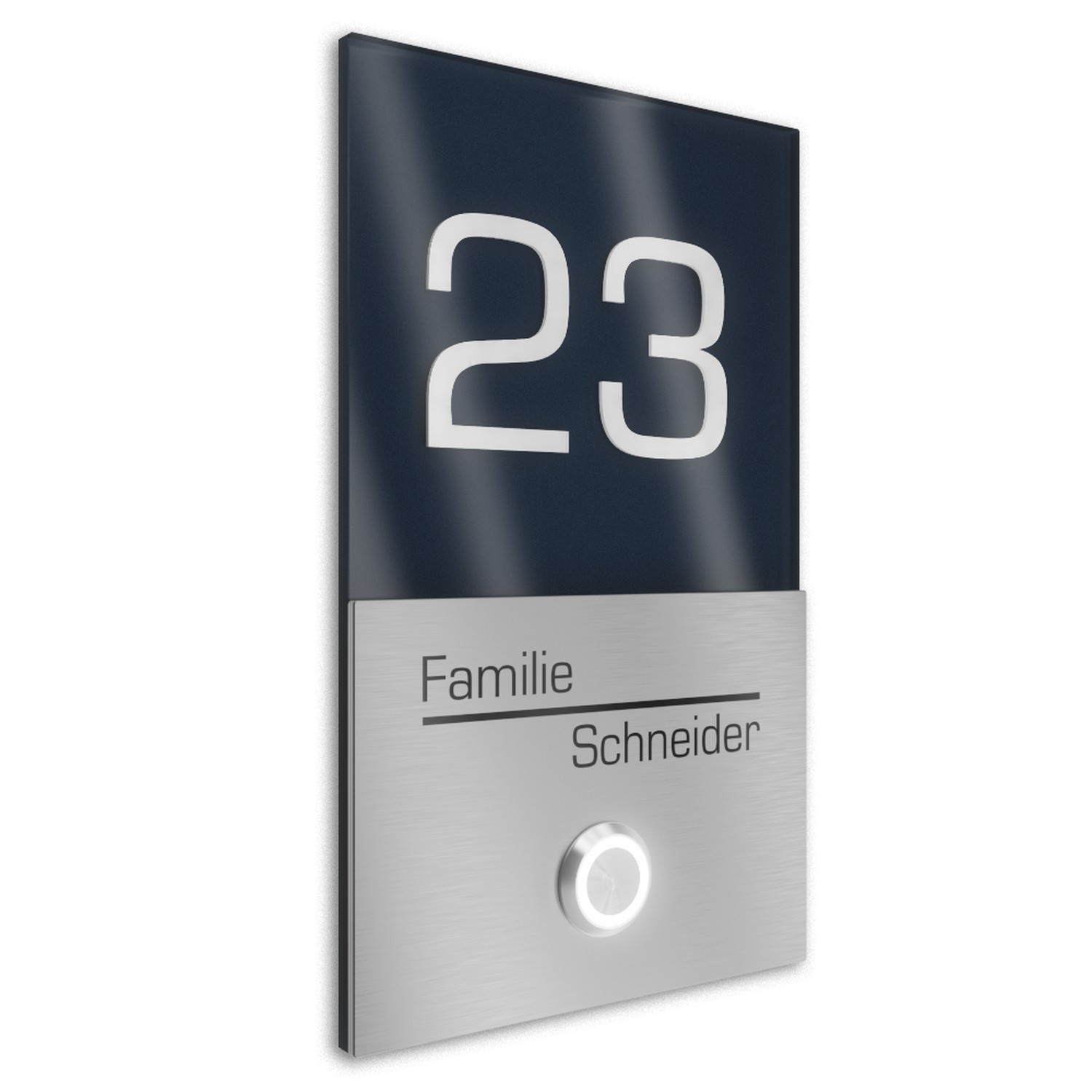 Doorbell with house number engraving 110x180 stainless steel - Stainless steel + anthracite - Design 2