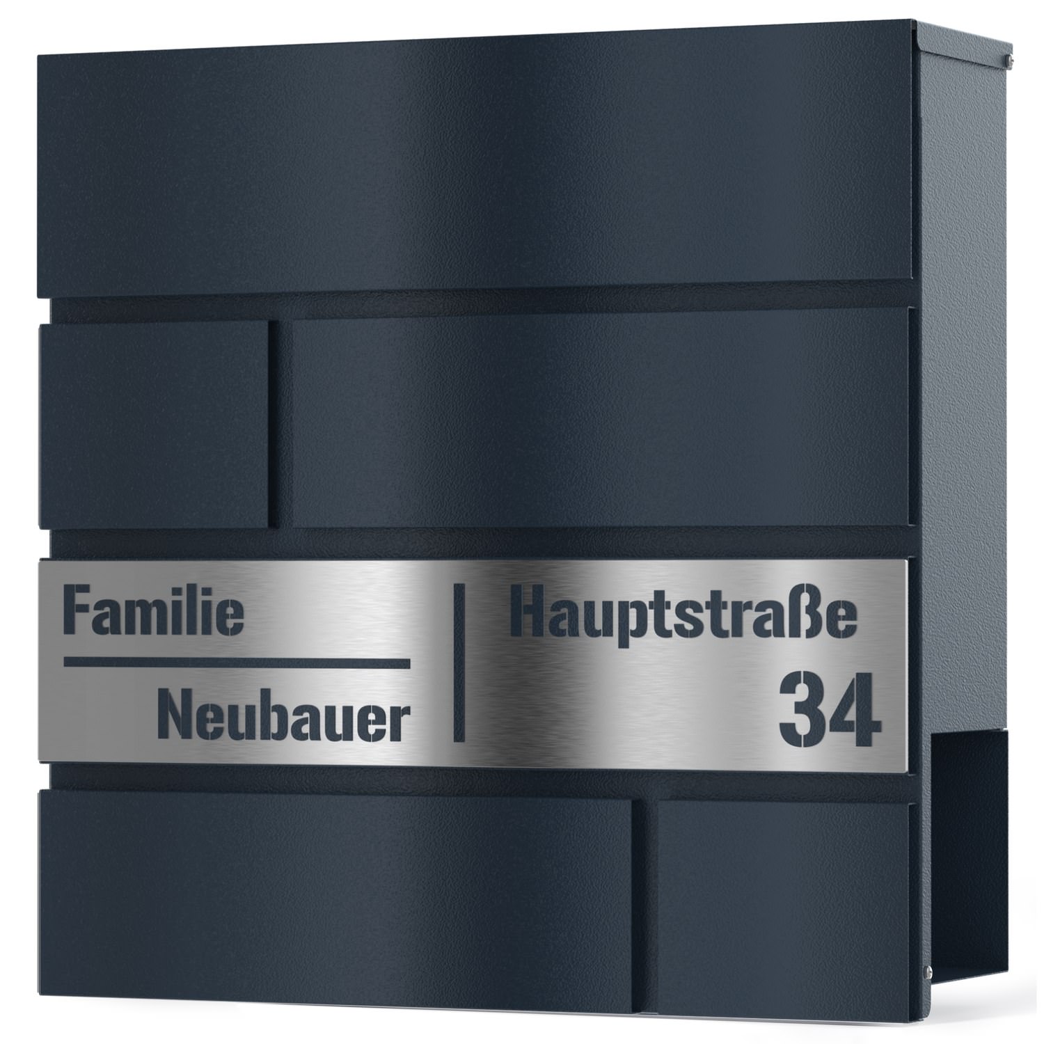 Pulsar letterbox laser cut in anthracite RAL 7016 - stainless steel design 2 363x410mm