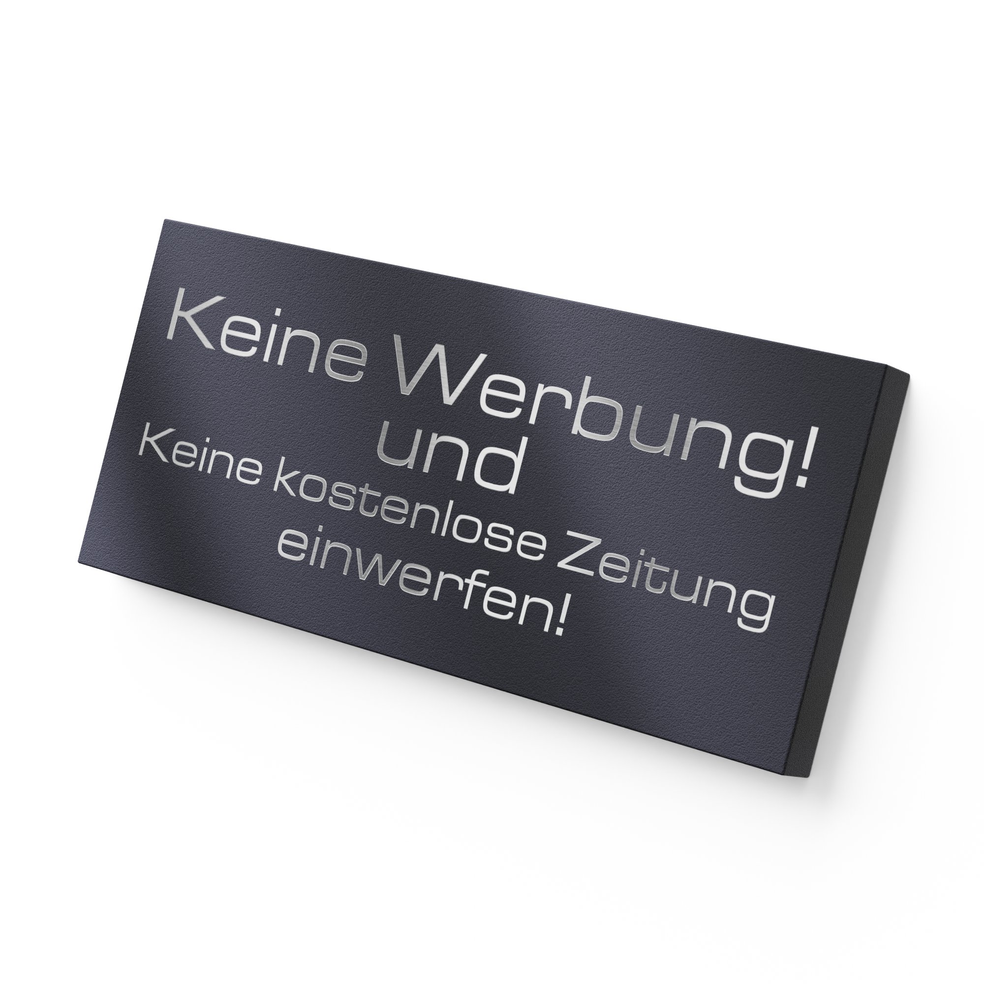 Briefkastenschild Keine Werbung aus Edelstahl in RAL7016 Quadratisch