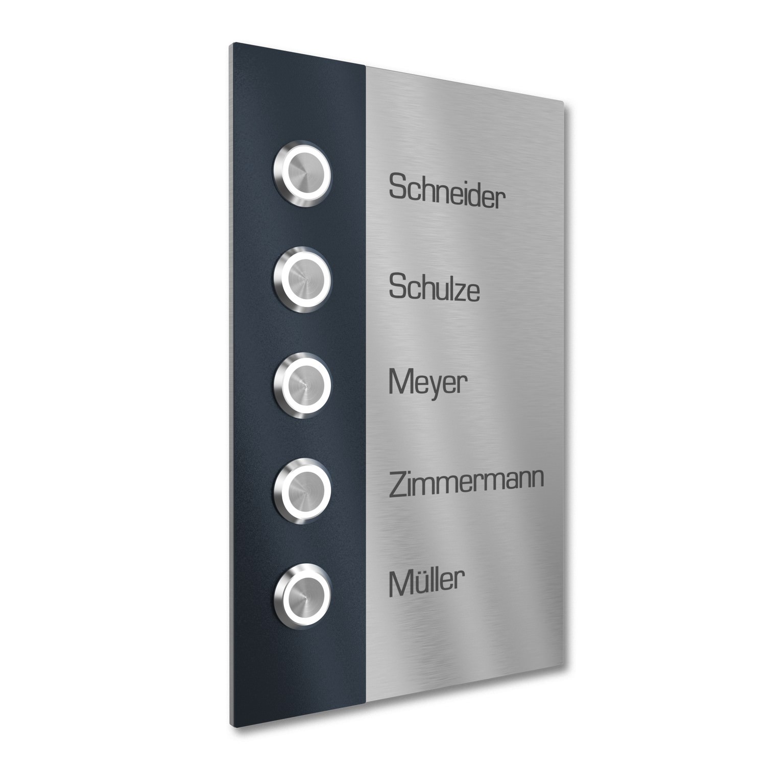 Sonnette multi-familiale 5 gravure acier inoxydable 140x220mm Design 4