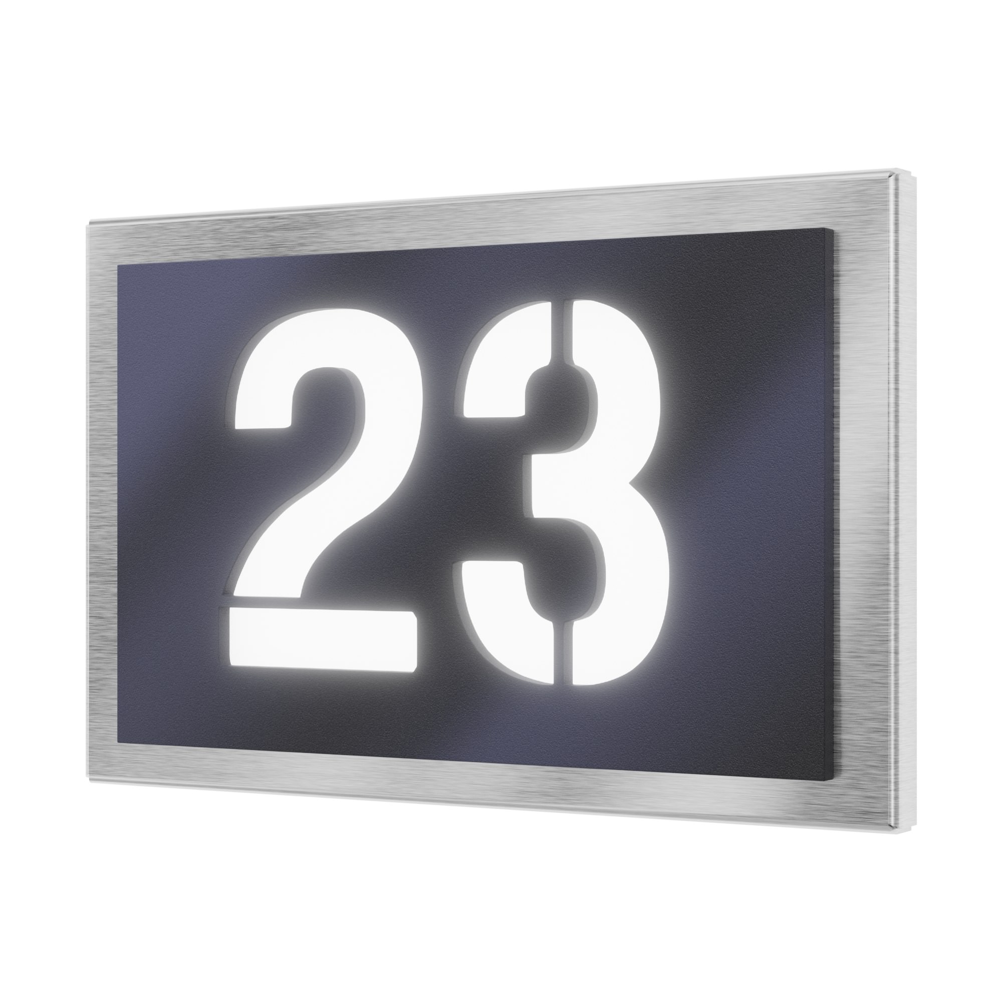 Illuminated house number in stainless steel / acrylic glass anthracite metallic rectangular