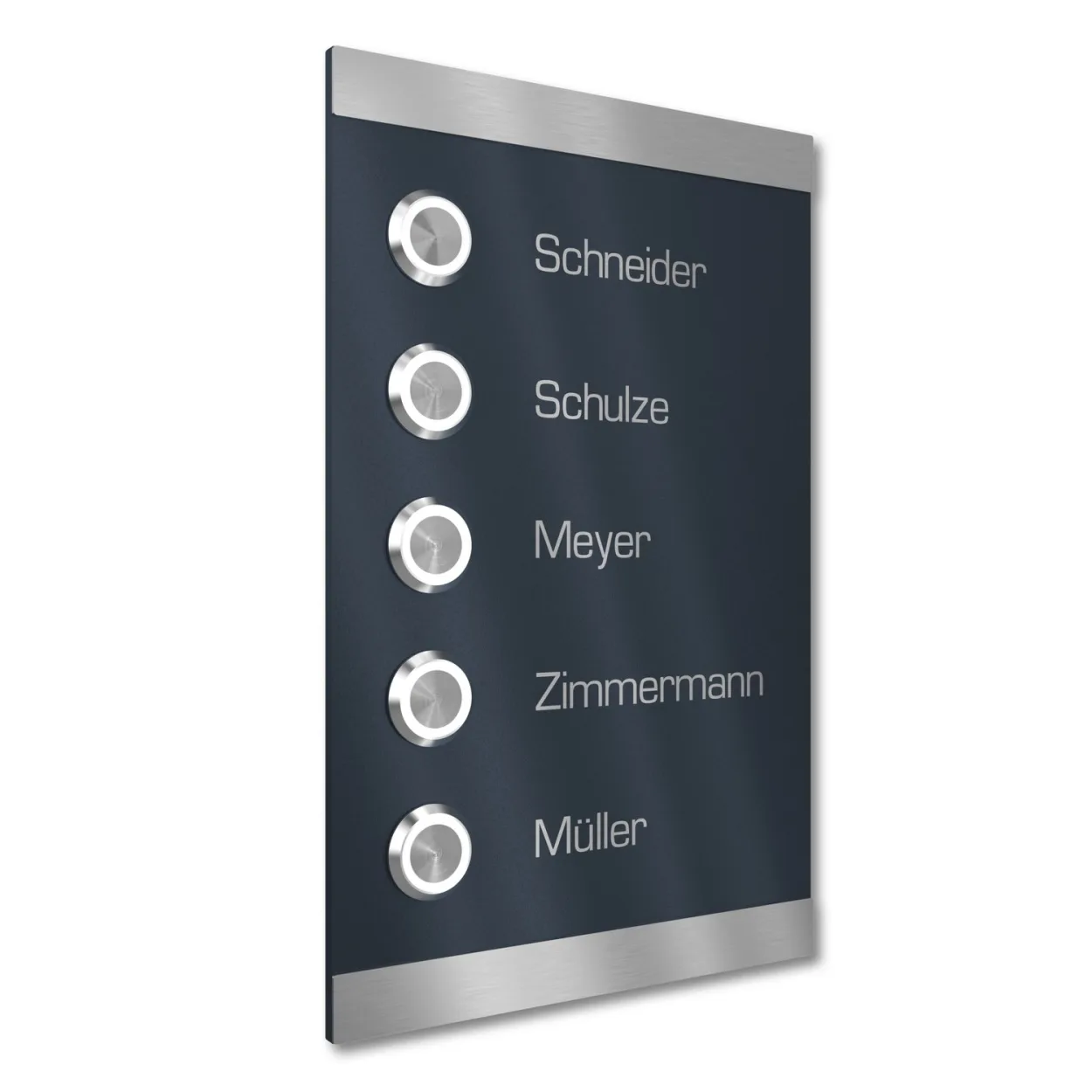 Sonnette multi-familiale 5 gravure acier inoxydable 140x220mm Design 3