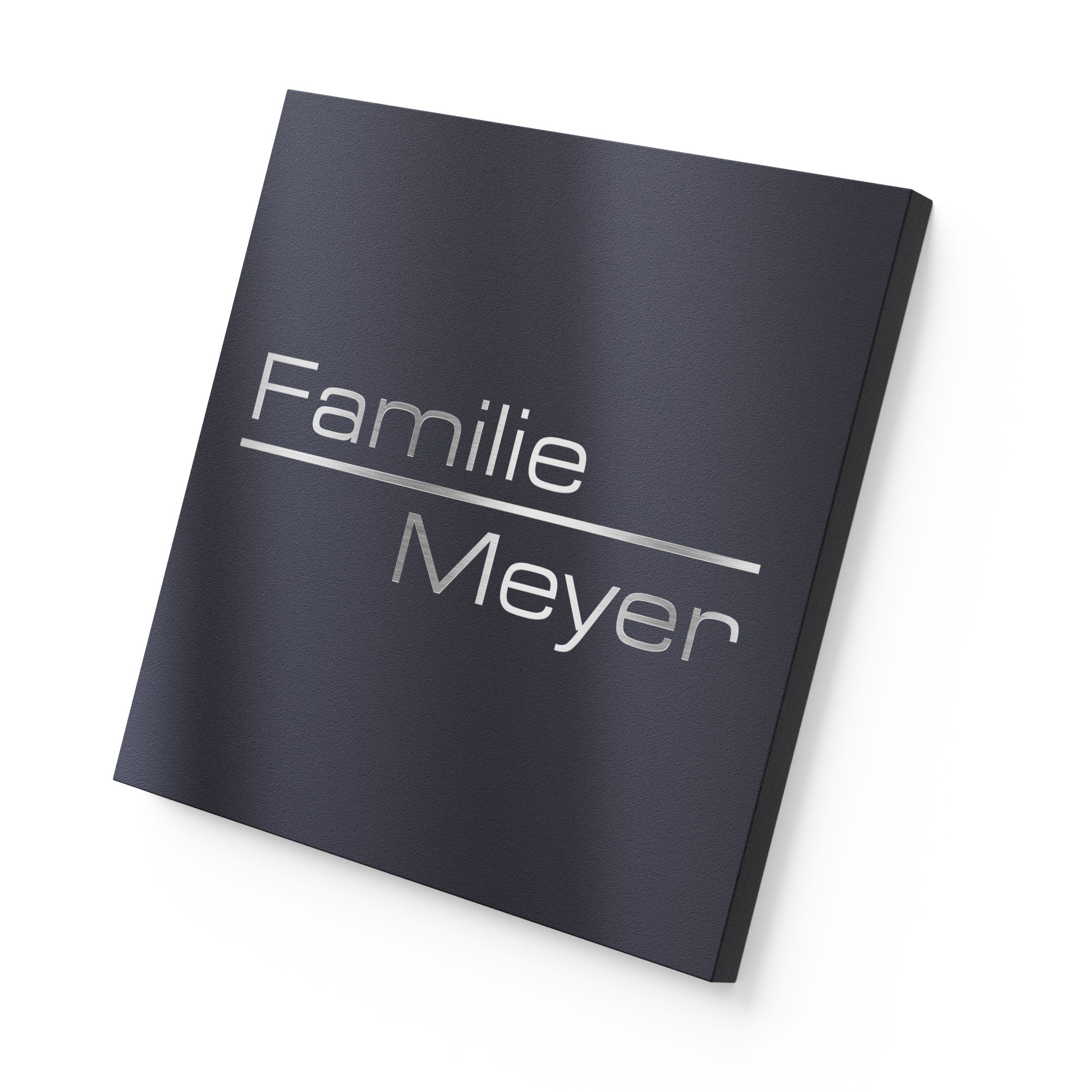 Stainless steel nameplate with engraving in RAL7016 Square