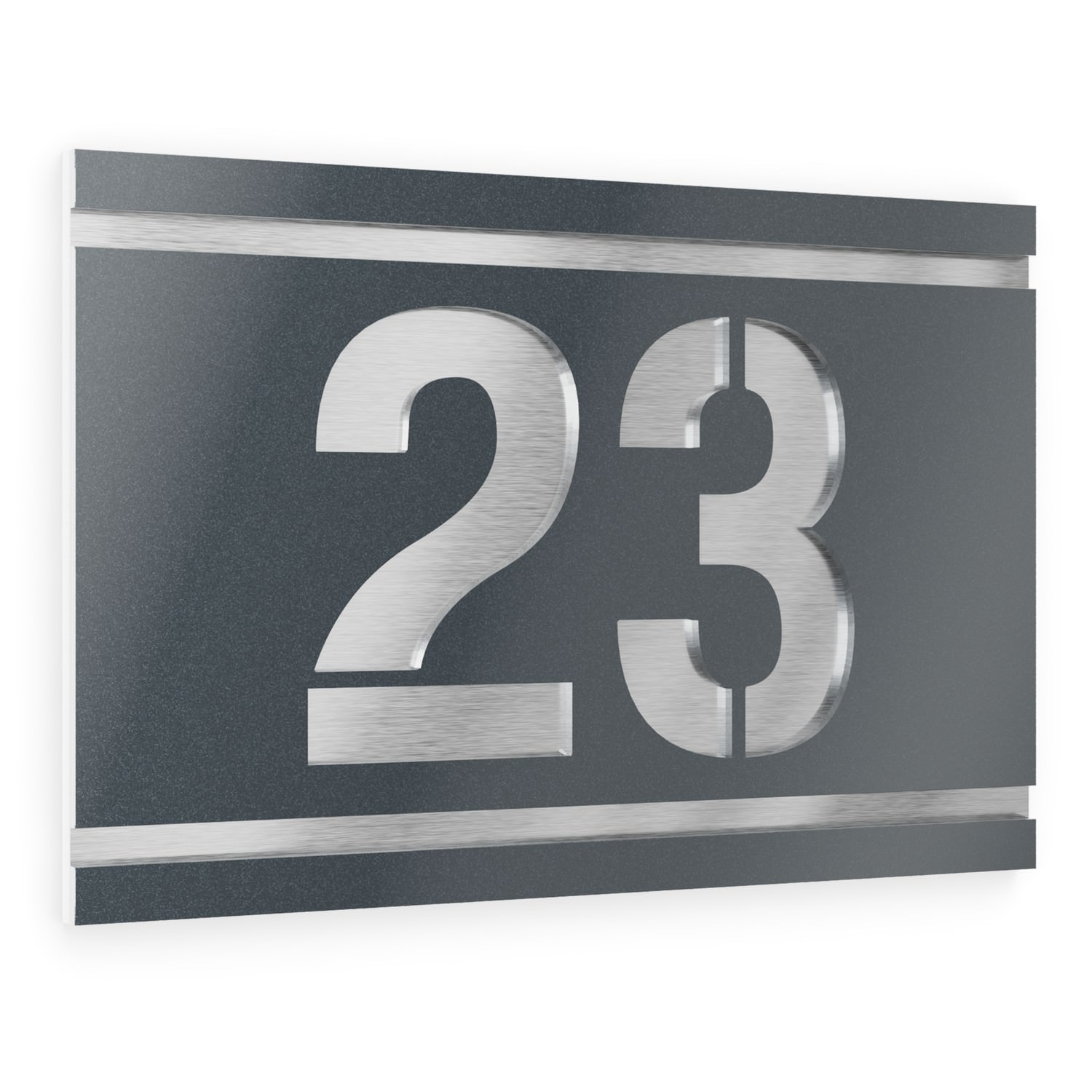 House number in stainless steel / acrylic glass anthracite metallic rectangular