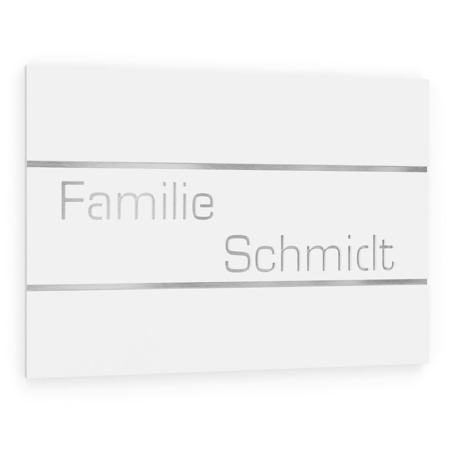 Stainless steel nameplate / acrylic glass white rectangular