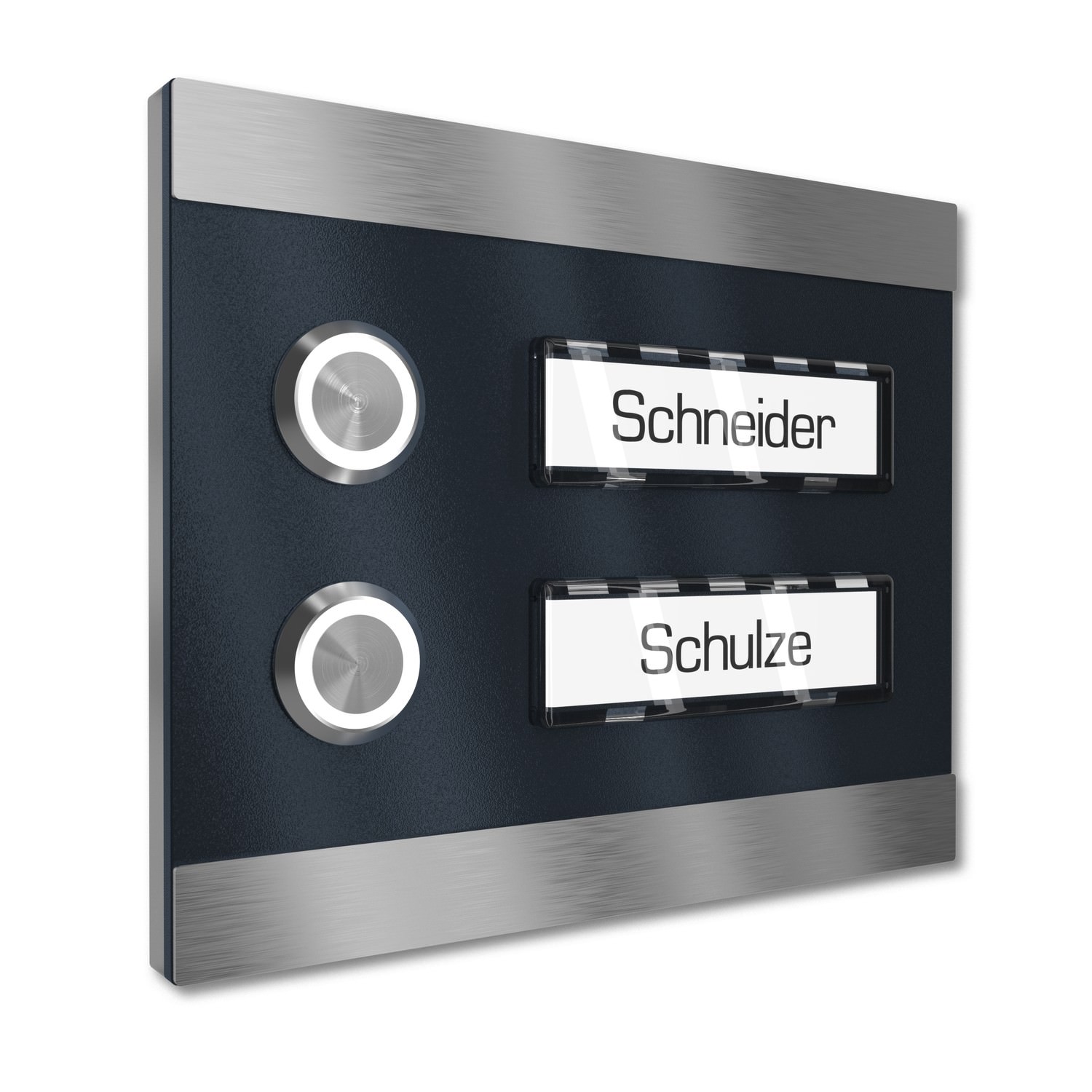 Multi-family doorbell 2 Nameplate stainless steel 140x115mm Design 3