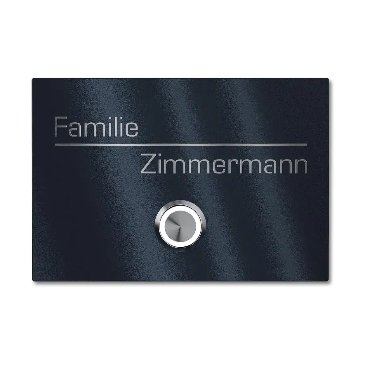 Graviertes Klingelschild, LED-Beleuchtung, pulverbeschichtet, RAL 7016 anthrazit