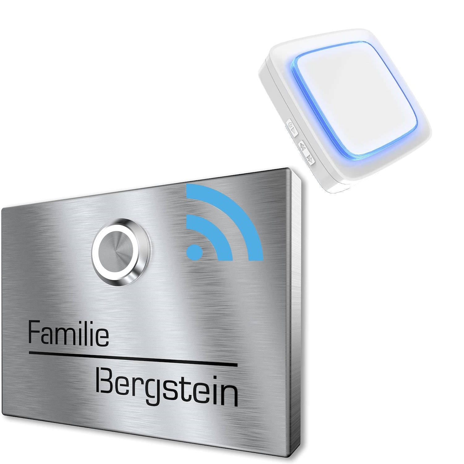 Surface-mounted wireless doorbell engraving - 160x120 mm bell plate - LED bell push