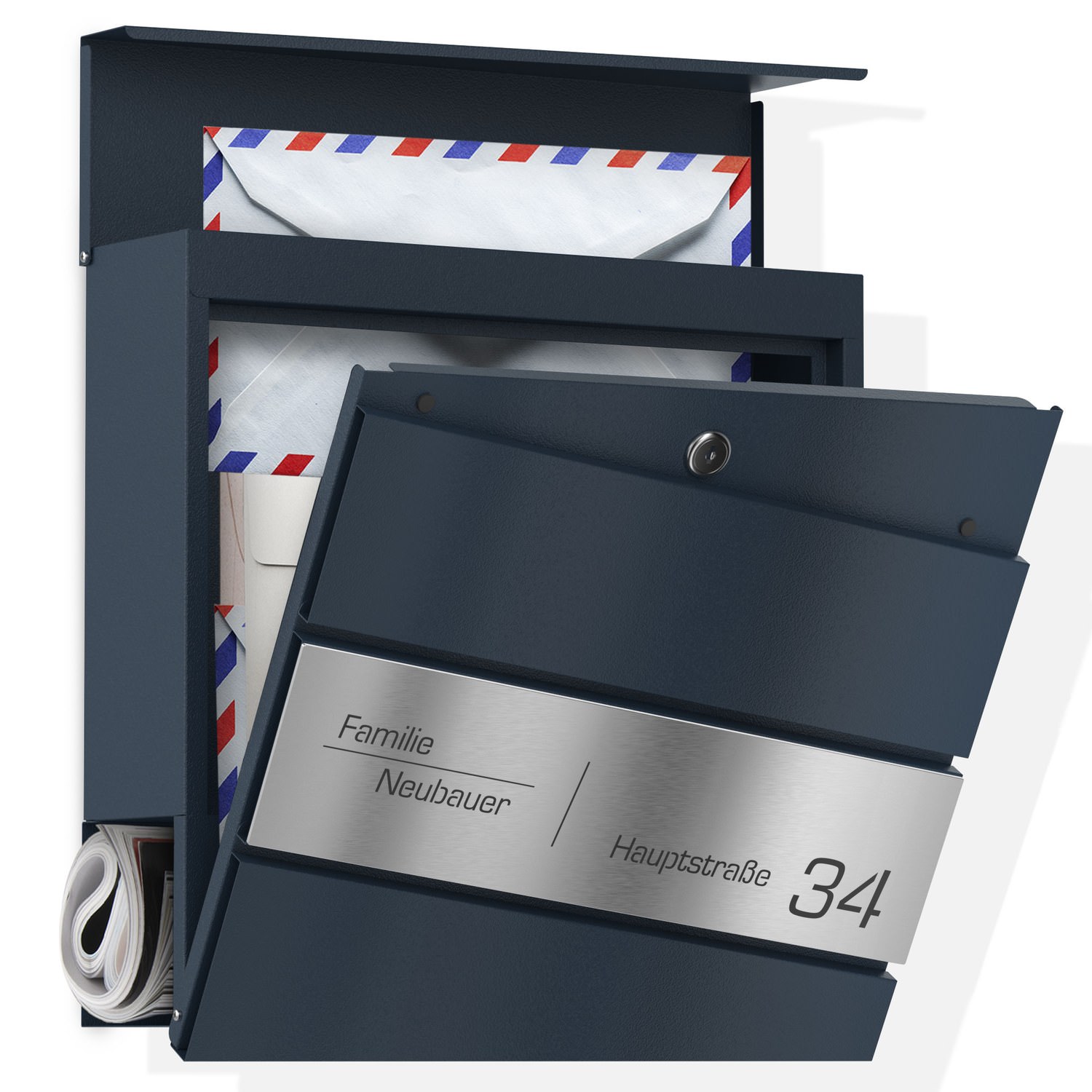 Horizon letterbox diagonal engraving in anthracite RAL 7016