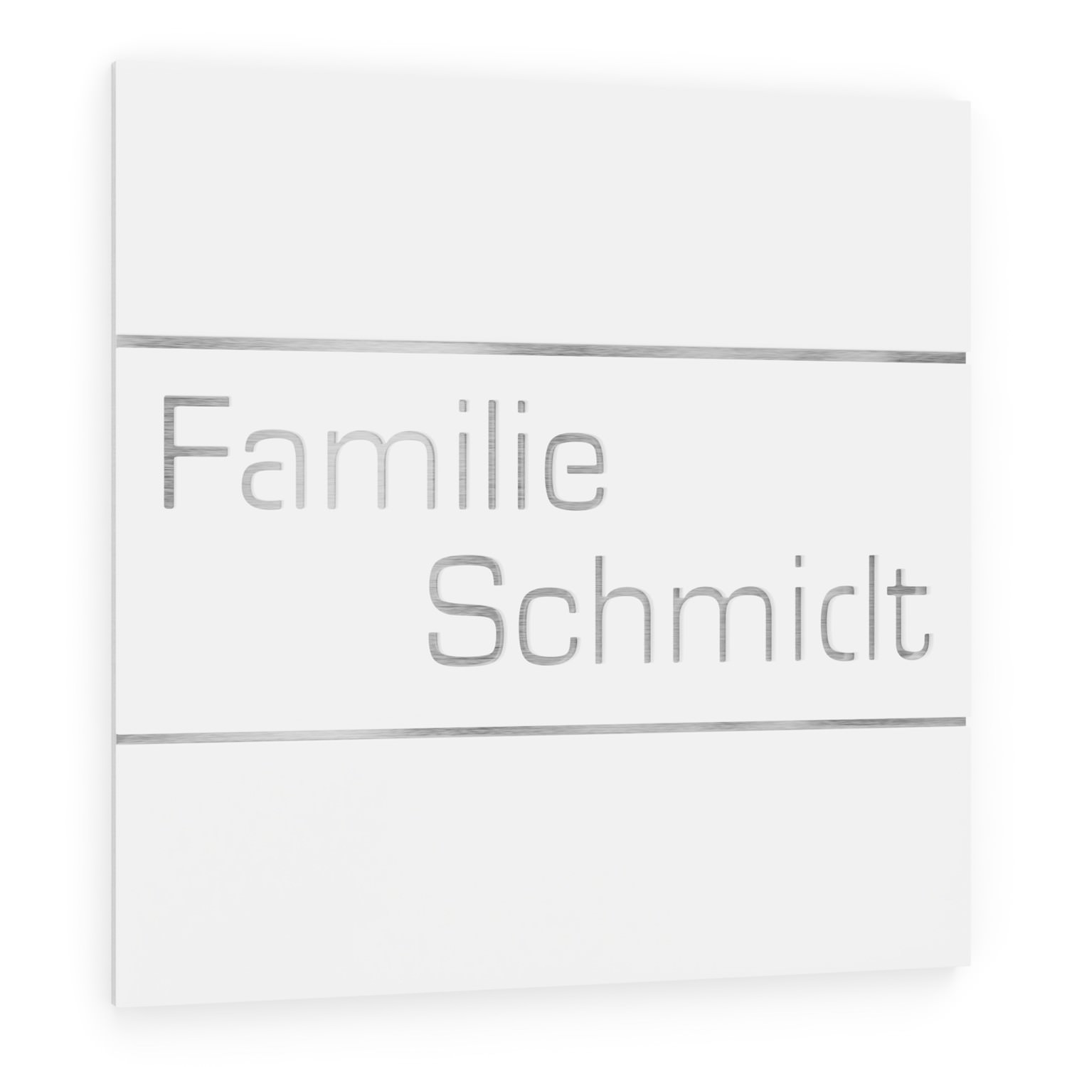 Stainless steel name plate / acrylic glass white square