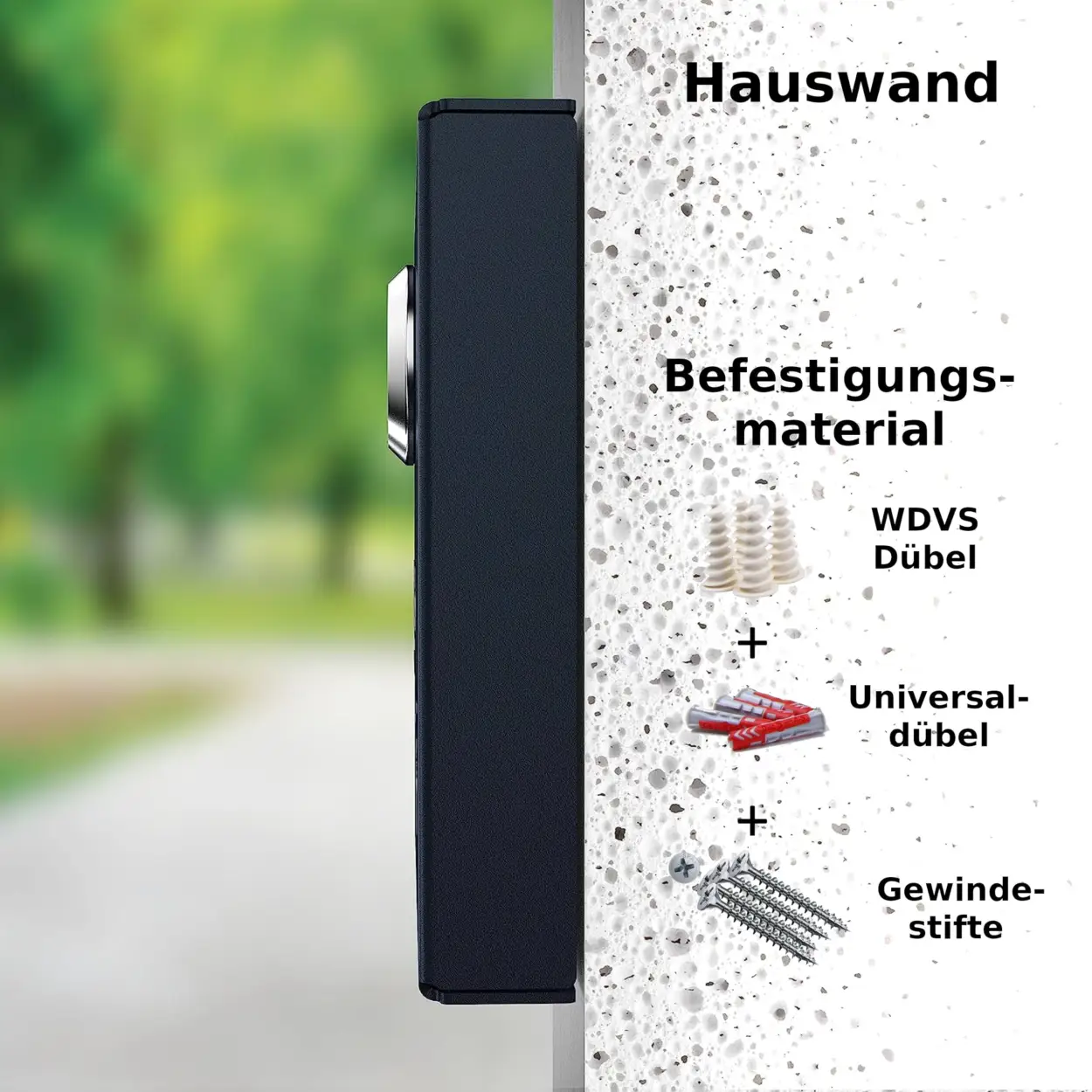 Seitenansicht eines modernen Klingelschild aus V2A Edelstahl in RAL 7016, wetterbeständig