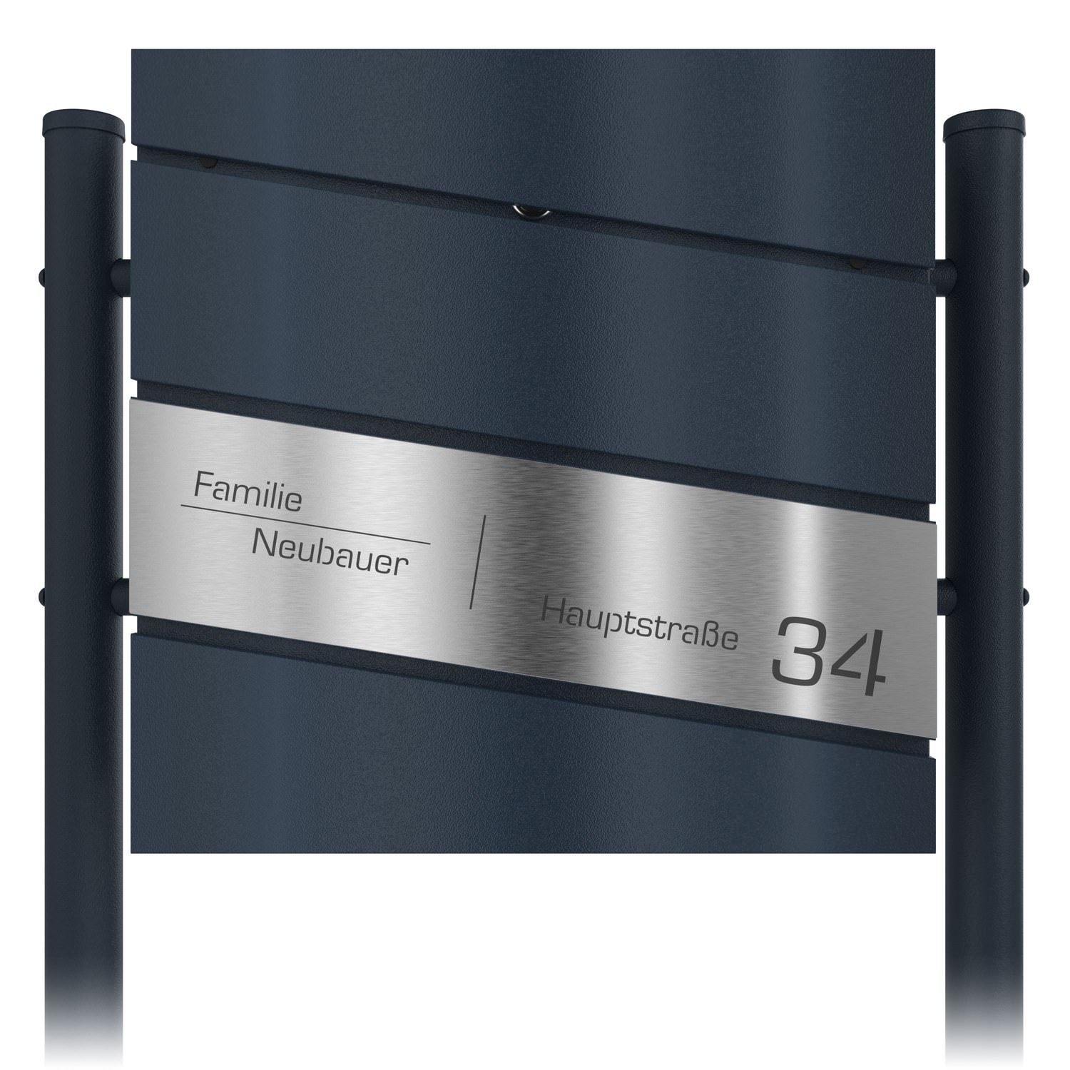 Horizon letterbox diagonal engraving stainless steel stand RAL 7016