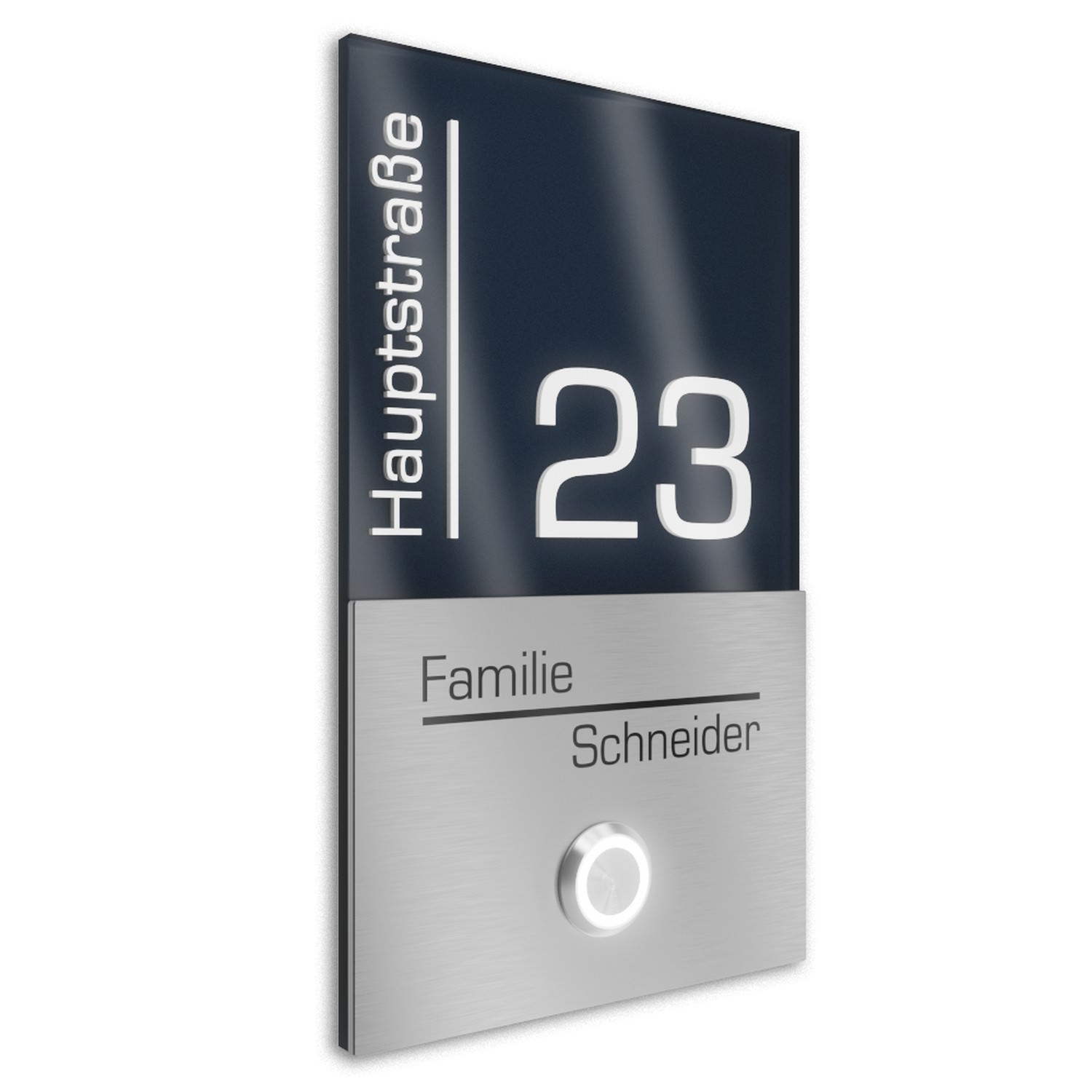 Doorbell with house number engraving 110x180 stainless steel - Stainless steel + anthracite - Design 4