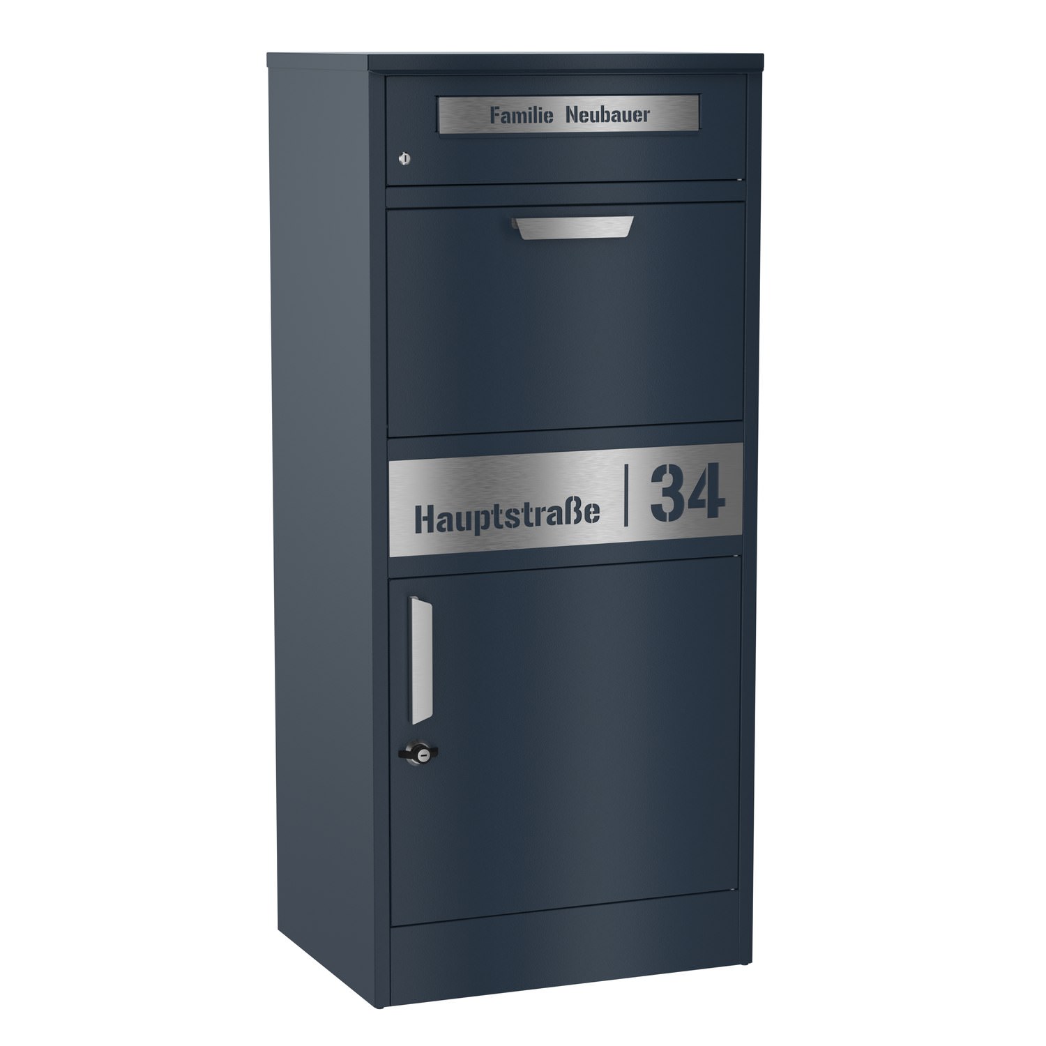 Personalised parcel letterbox with letter compartment - return stop Postbox Design 1