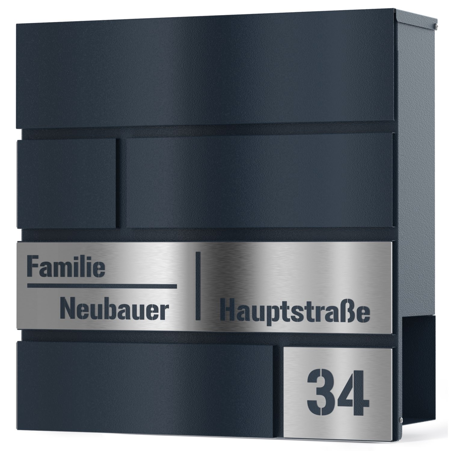 Pulsar letterbox laser cut in anthracite RAL 7016 - stainless steel design 1 363x410mm