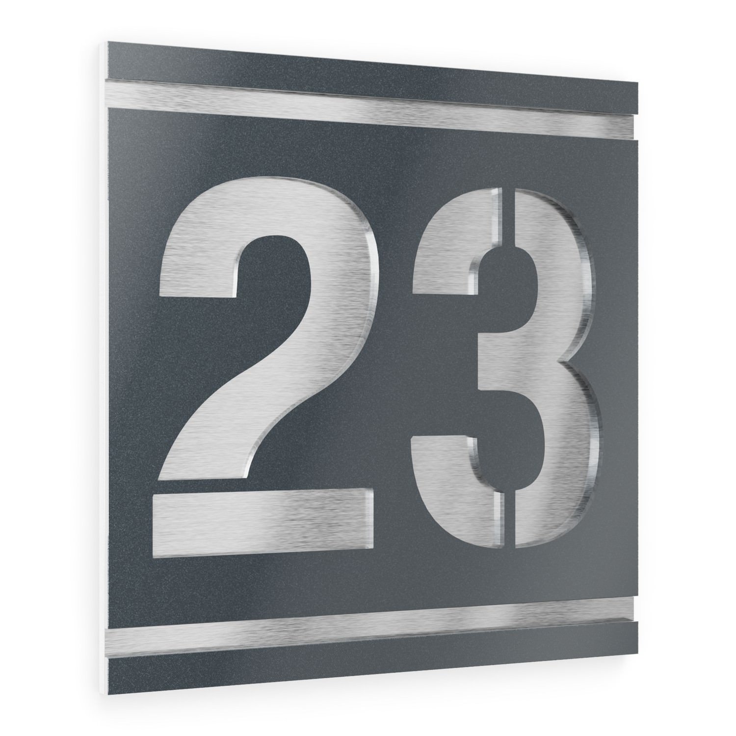 House number in stainless steel / acrylic glass anthracite metallic square