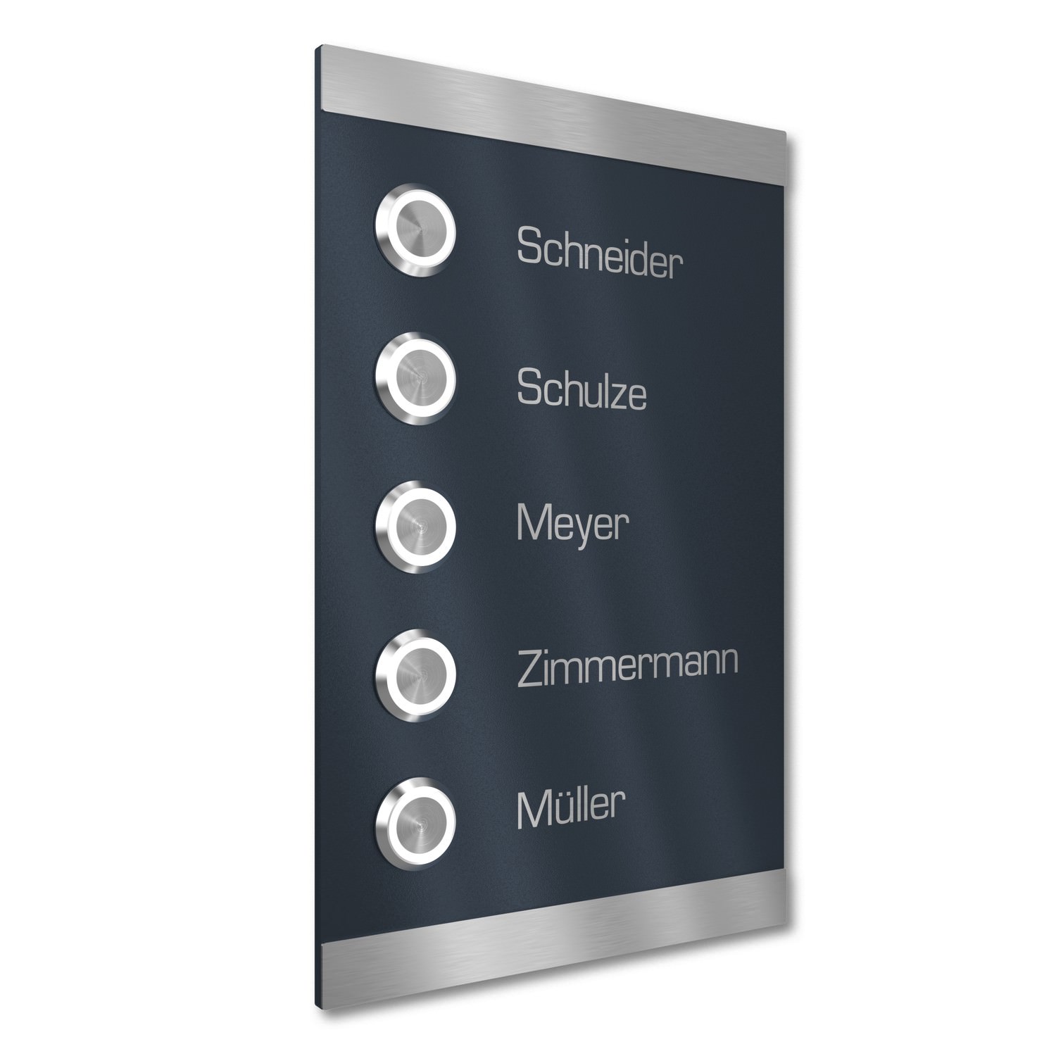 Sonnette multi-familiale 5 gravure acier inoxydable 140x220mm Design 3