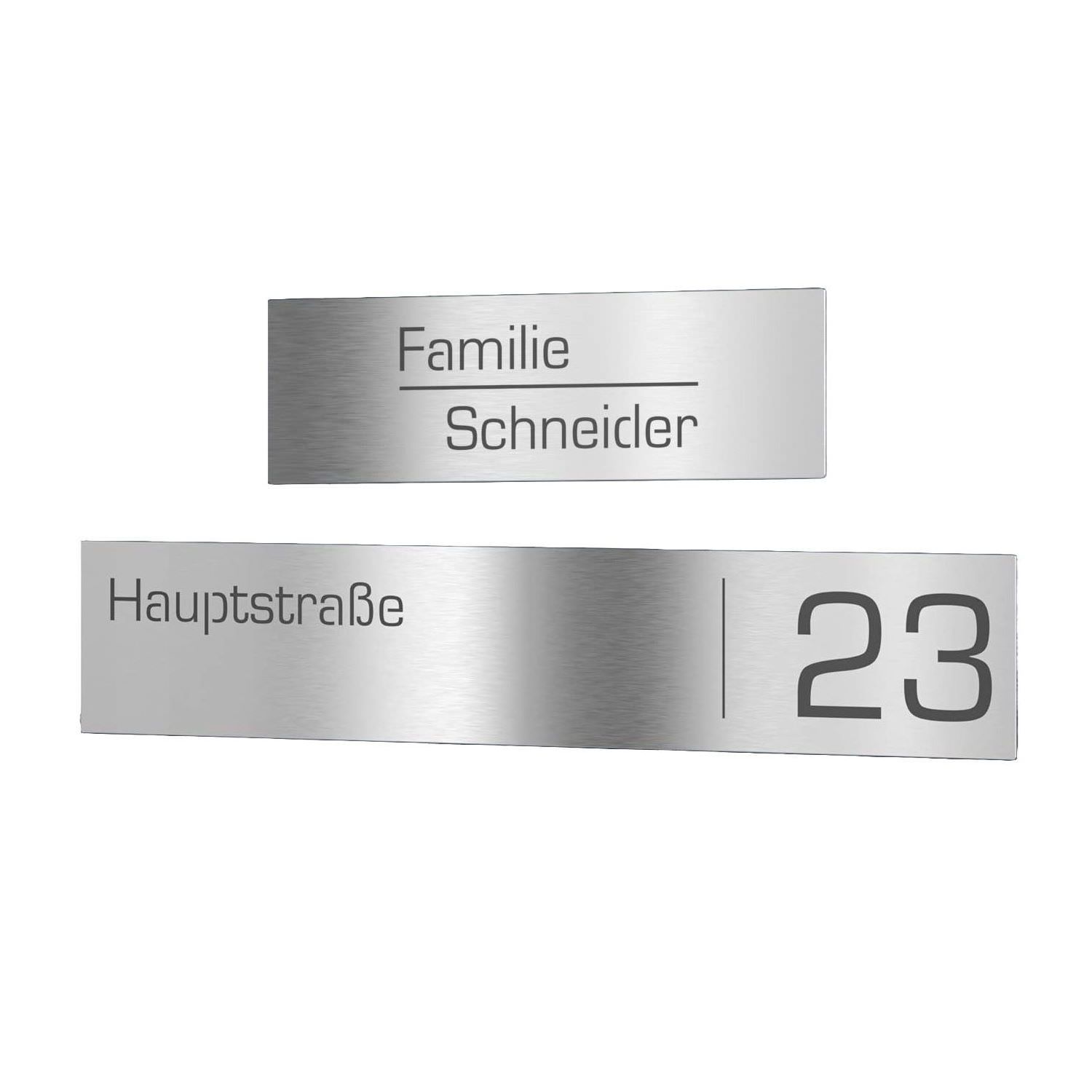 Vega Briefkastenschild aus Edelstahl Gravur - Design 3